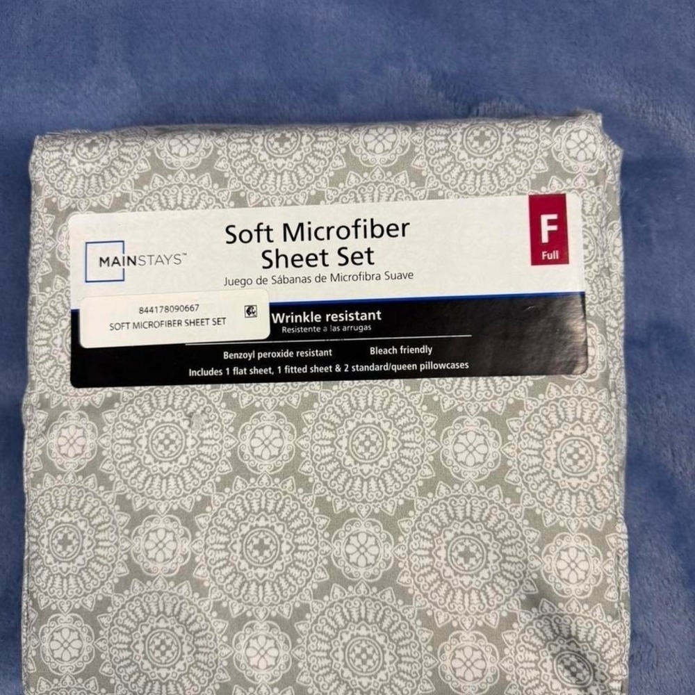 Mainstays grey and white microfiber sheet set new FULL